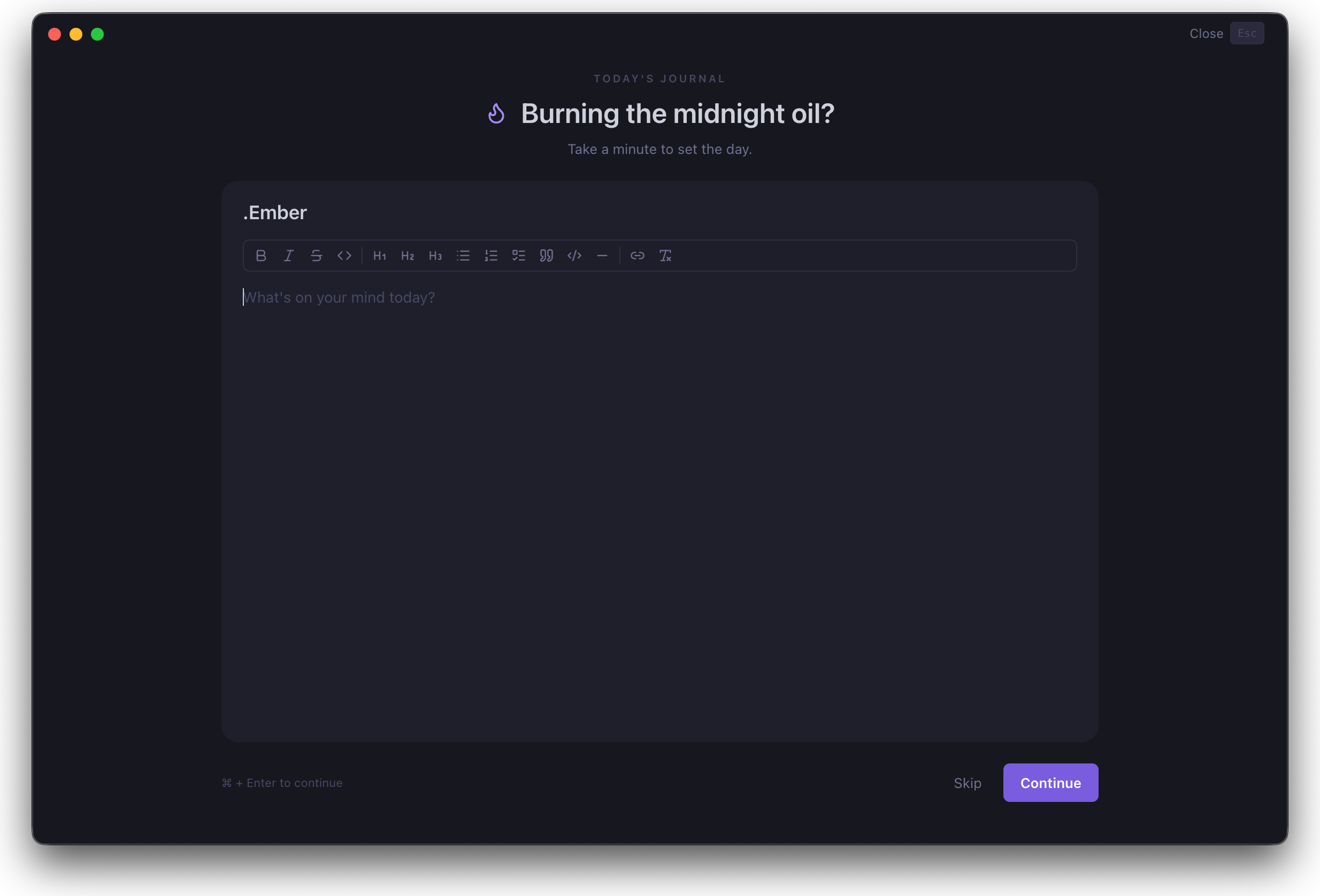 DotEmber — Focus Daily Entry
